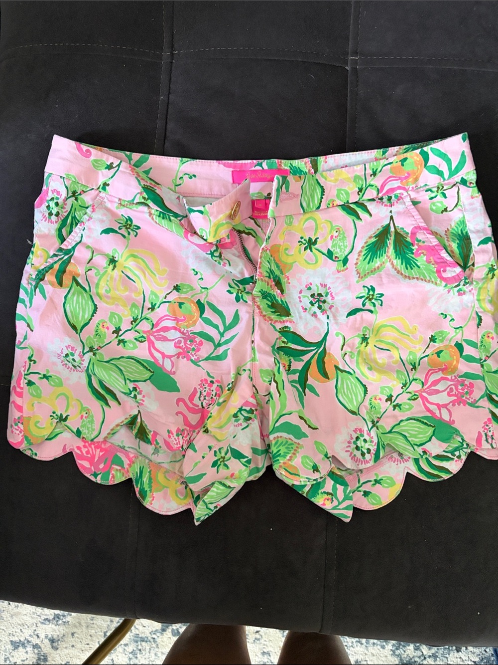 Lilly Pulitzer Pink Floral Scallop Hem High Waist Shorts